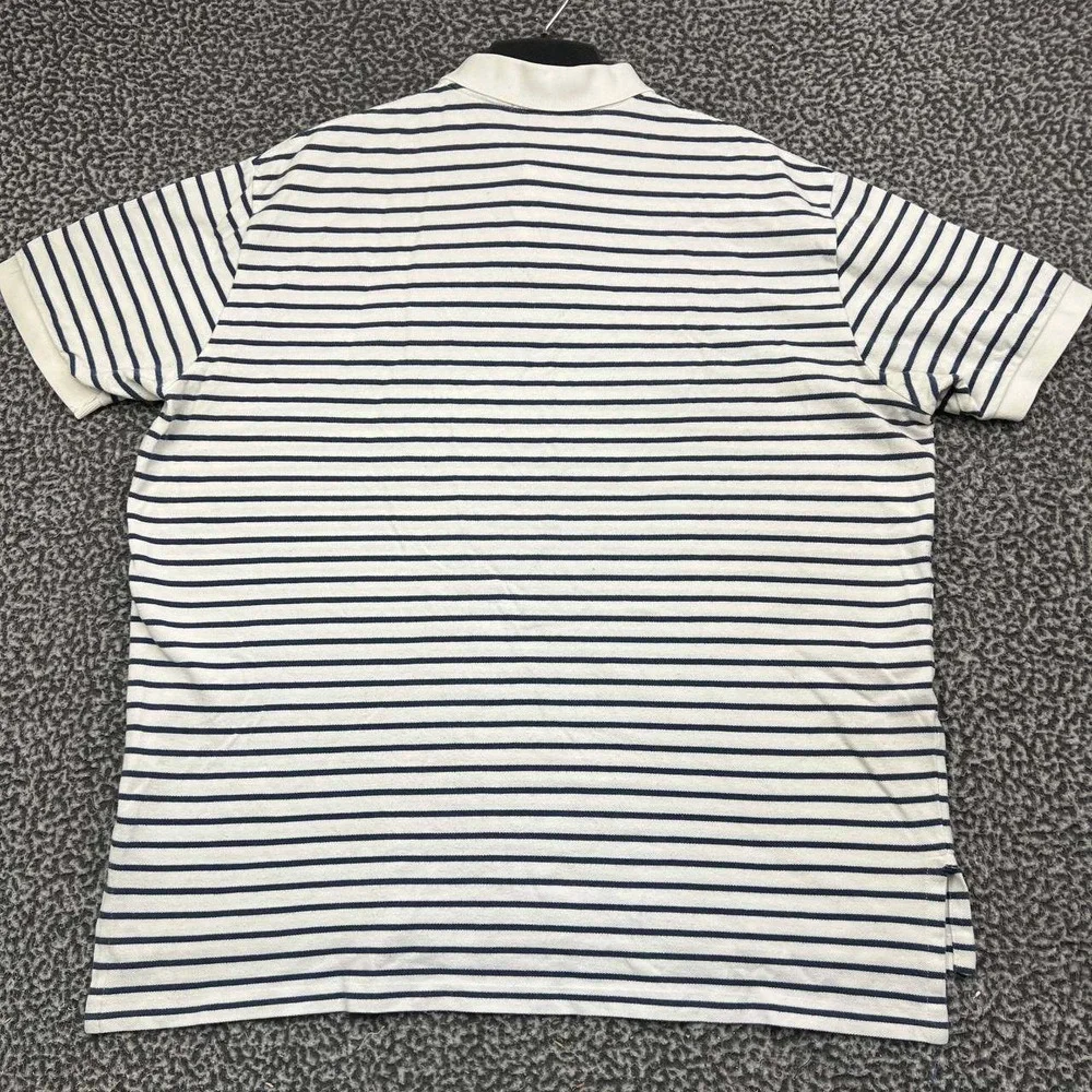 Vintage Polo Ralph Lauren Polo Shirt Men XXL White Striped Short Sleeve Cotton